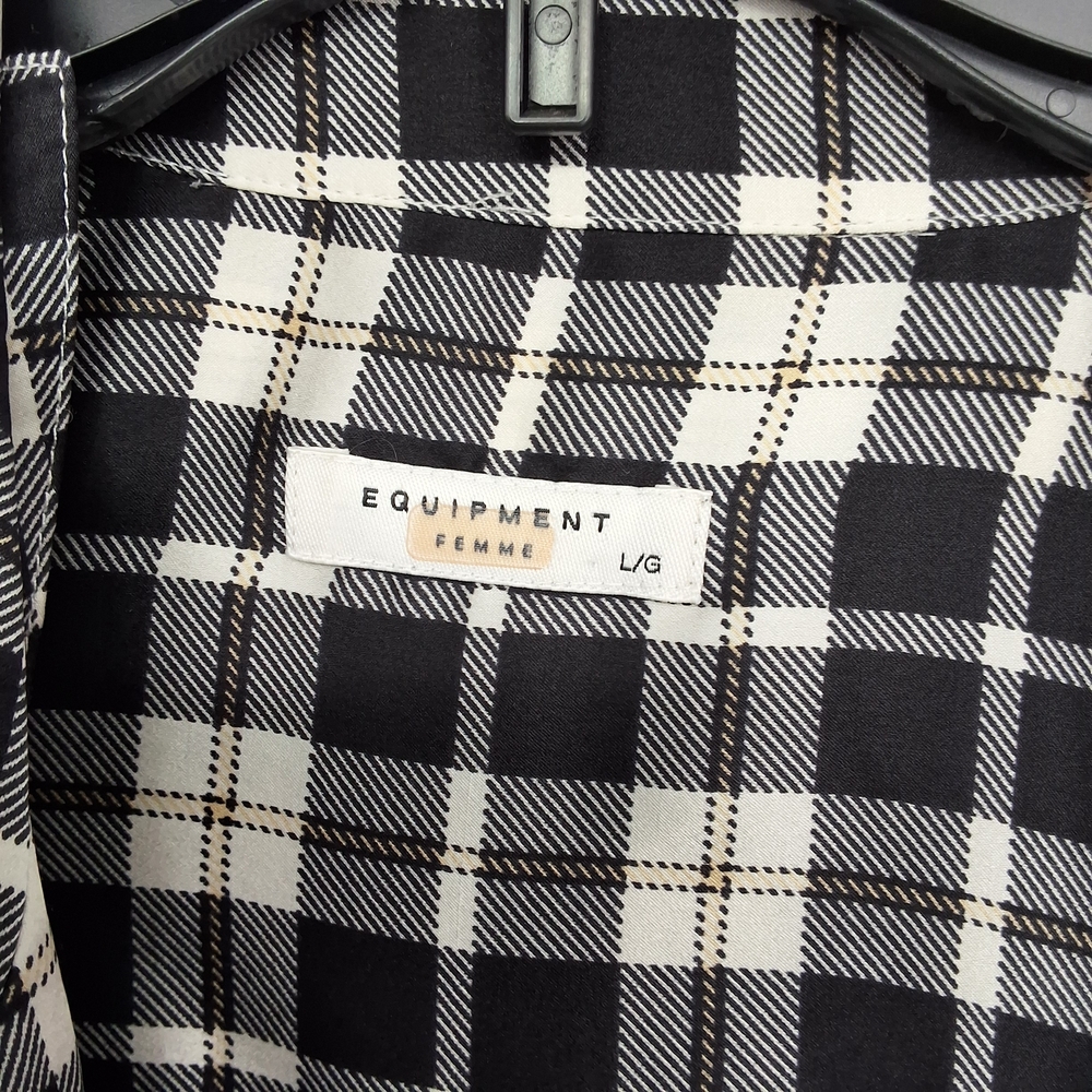 Equipment Large Silk Black and White Checkered Shirt - Picture 2 of 6